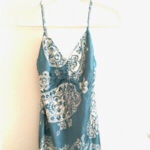 ZARA XS White/Green Floral Print Spaghetti Strap sundress